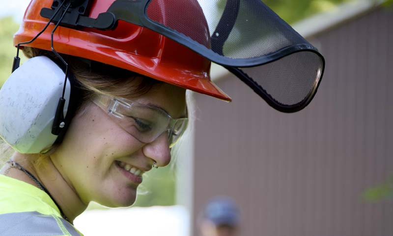 Staff wearing hard hat